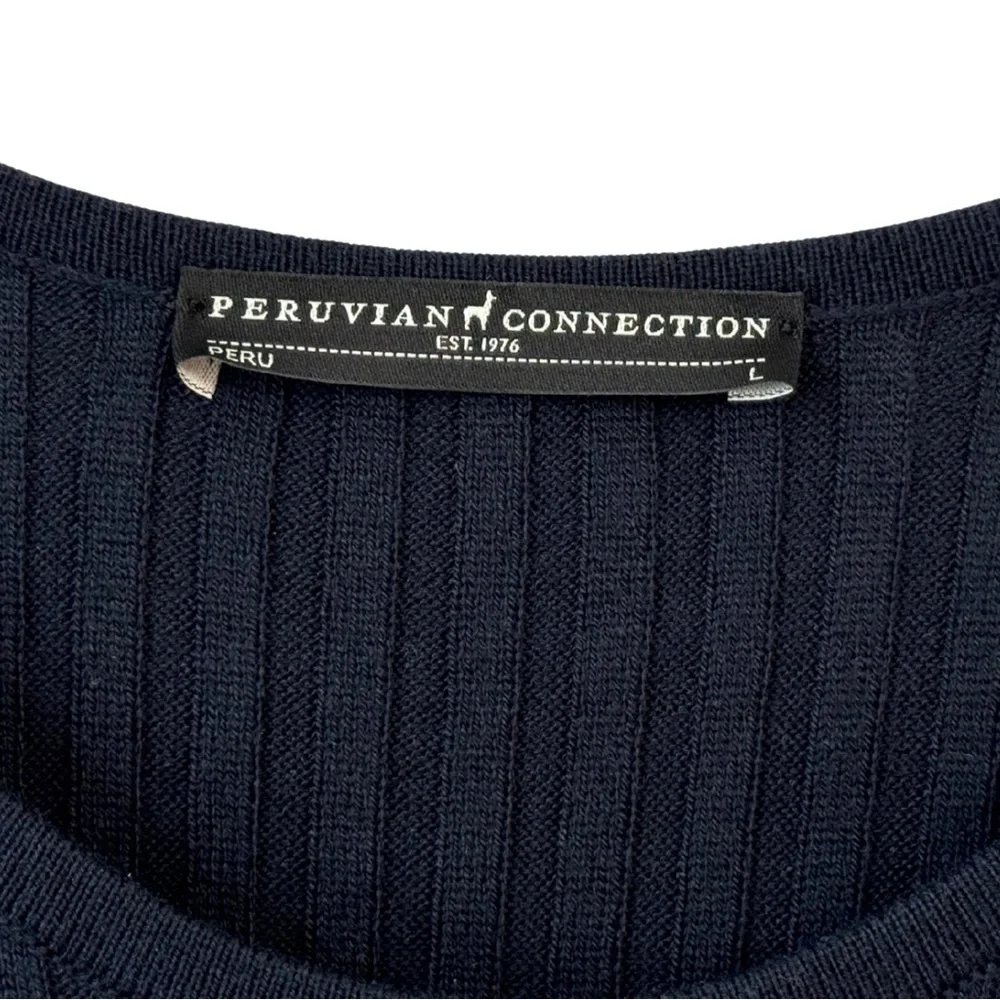 Peruvian Connection Large Sleeveless‎ Cotton Modal Ribbed Maxi Dress Navy Blue
